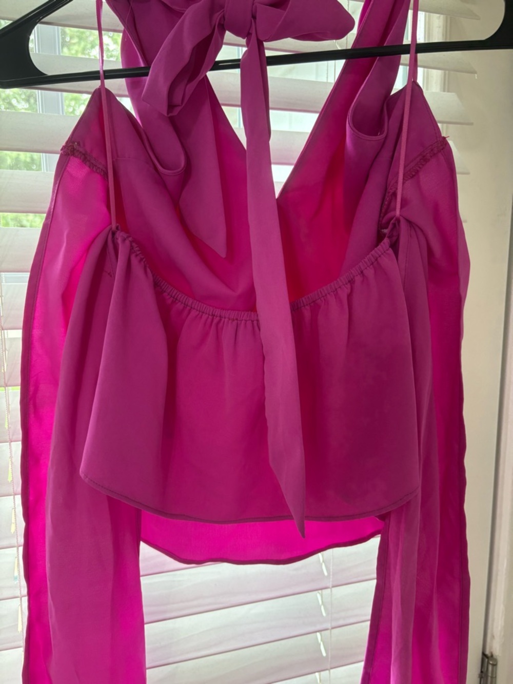 Fuchsia Tie-Back Halter Camisole